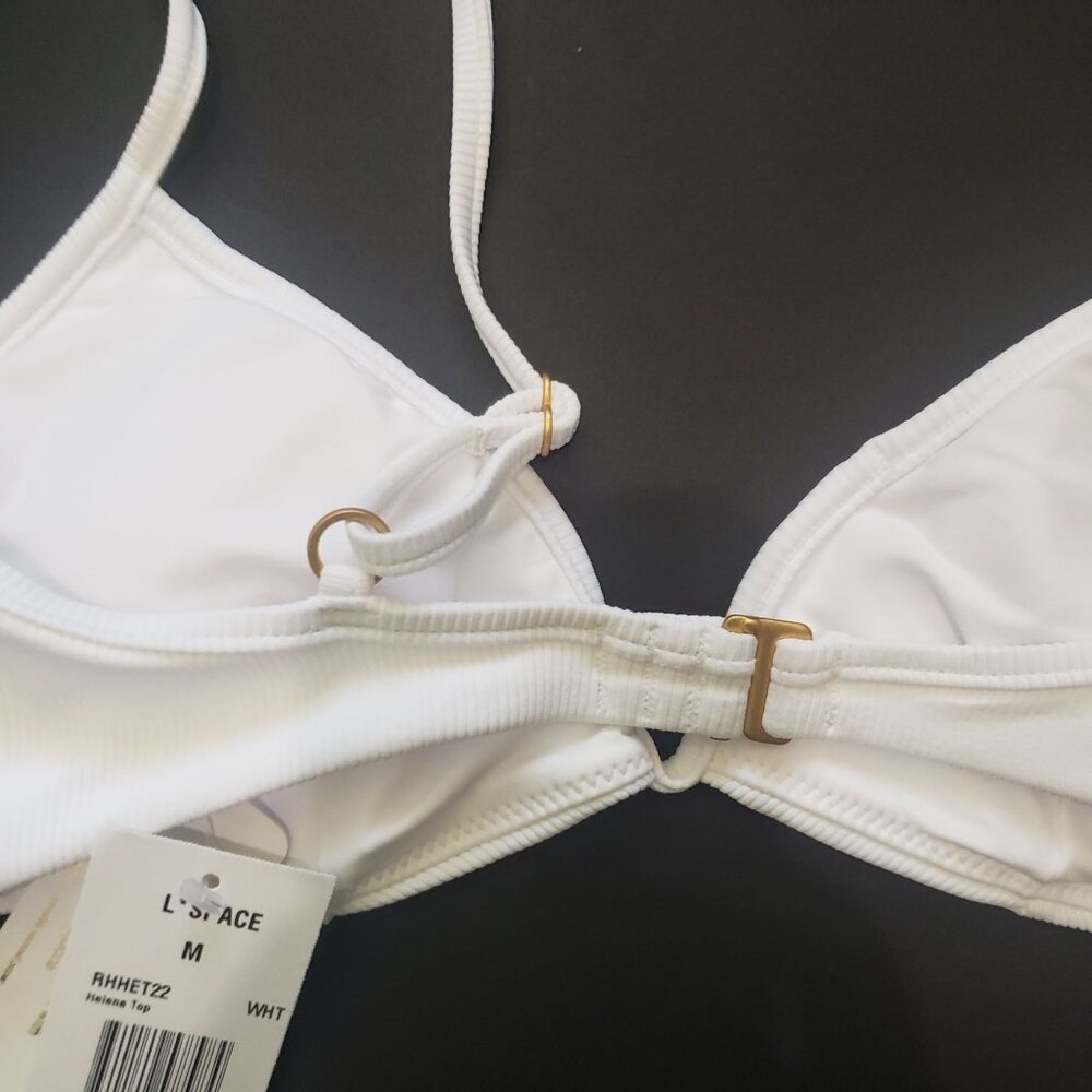 L*Space LSPACE Ribbed Helena Bikini Top Women's Size Medium White Adjustable NWT - Picture 8 of 12